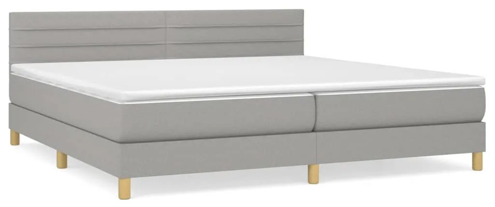 Κρεβάτι Boxspring με Στρώμα Ανοιχτό Γκρι 200x200 εκ. Υφασμάτινο - Γκρι