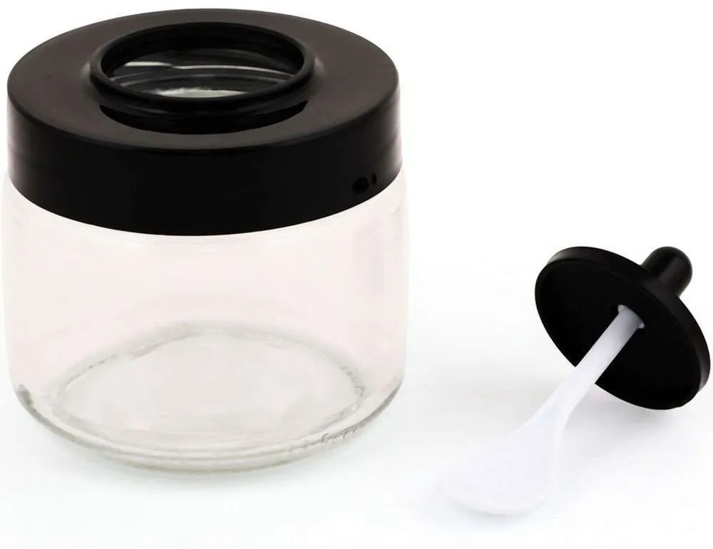 Βάζα Μπαχαρικών Genis (Σετ 12Τμχ) 964FRM1705 7,5x7,5x8cm 300ml Clear-Black Hermia Plastic, Glass