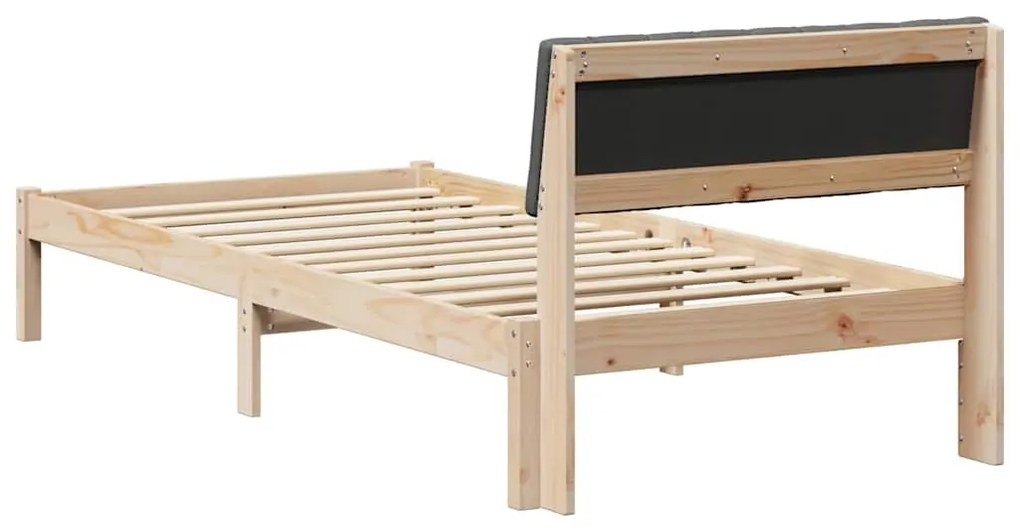 vidaXL Σκελετός Κρεβατιού με κεφαλάρι Καφέ και σκούρο γκρι 90 x 190 cm