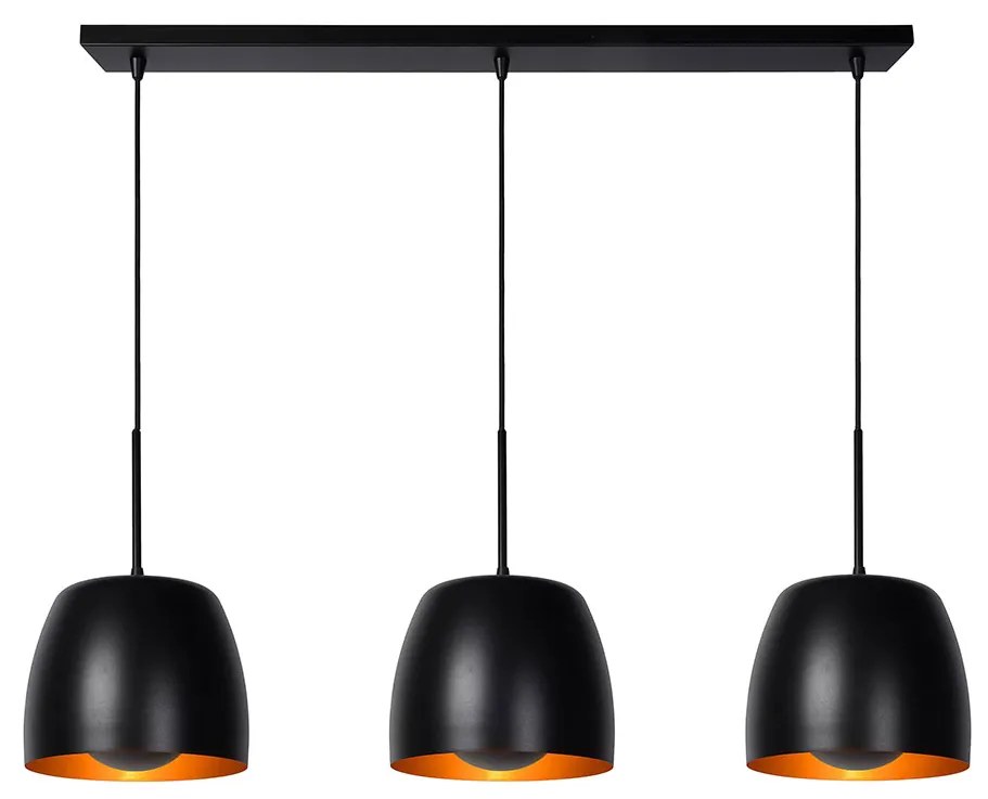 Φωτιστικό Κρεμαστό Lucide 30488-03-30 NOLAN Μαύρο Ματ (Black Mat)|Χρυσό Χρώμα (Gold Coloured)