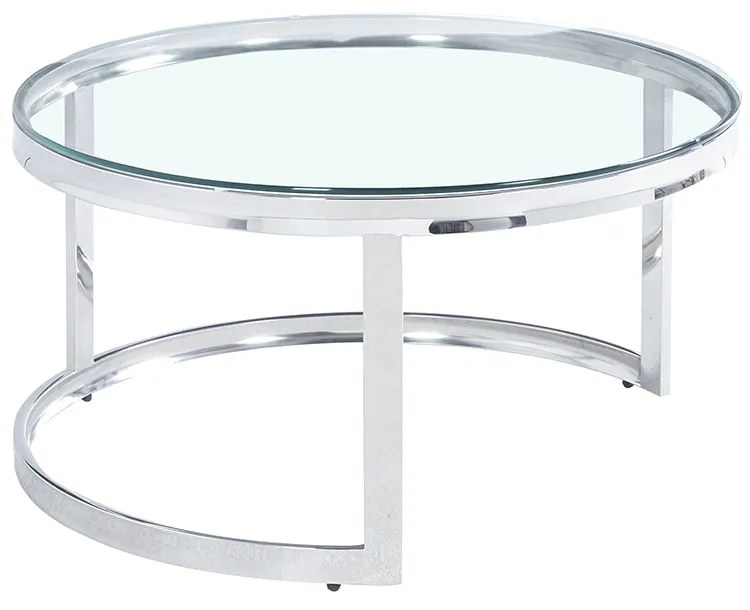 LOUXOR COFFEE TABLE ΑΣΗΜΙ ΔΙΑΦΑΝΟ 80x80xH43cm