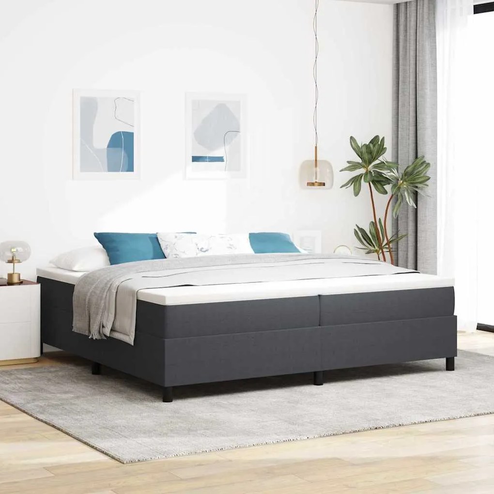 vidaXL Κρεβάτι Box Spring με Στρώμα σε Σκούρο Γκρι, 200 x 200 εκ, Ύφασμα Κορντούρας.
