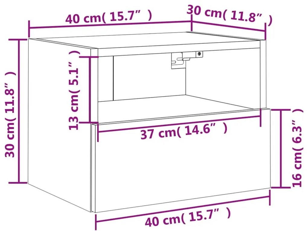 Ντουλάπι Τοίχου Τηλεόρασης Γκρι Sonoma 40x30x30 εκ. Επεξ. Ξύλο - Γκρι