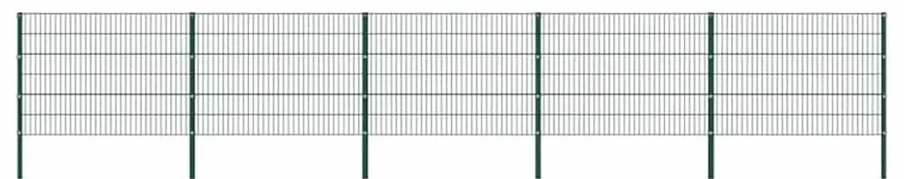 vidaXL Πάνελ Περίφραξης με Στύλους Σιδερένιο Πράσινο 867 x 120 εκ.