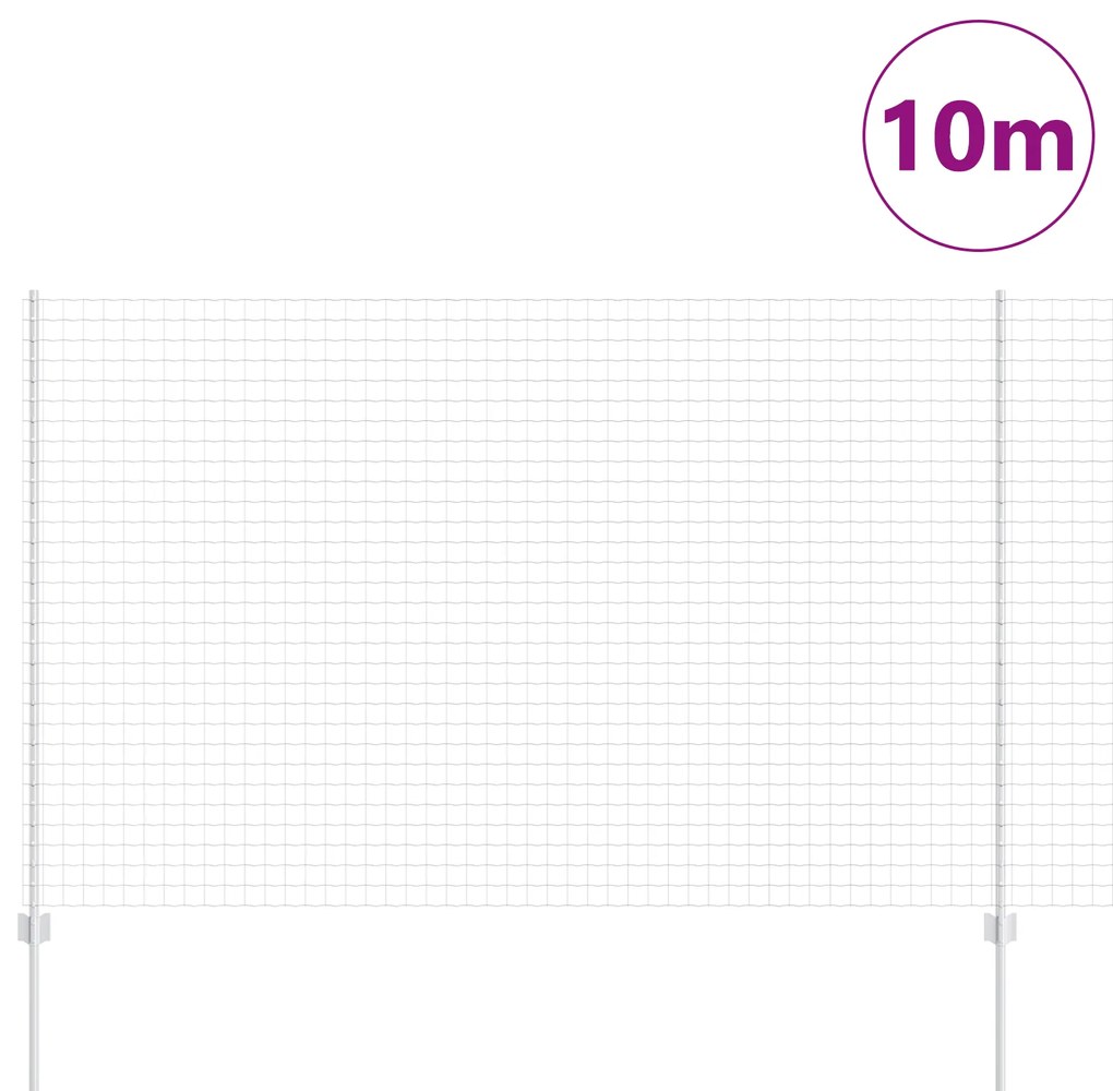 vidaXL Ευρωπαϊκός Φράχτης με 10 Στήλους Ασημί 1,5x10 μ Ατσάλι