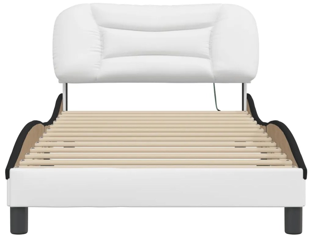 vidaXL Πλαίσιο κρεβατιού με LED χωρίς στρώμα Hvar Λευκό/Μαύρο 100x200εκ.