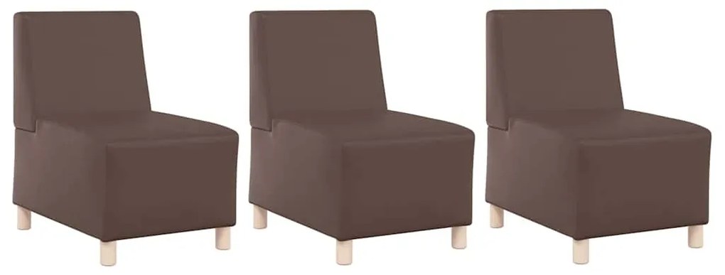 vidaXL Μοναδικός Καναπές χωρίς Χερούλια 3 pcs Καφέ 55 x 74 x 82 εκ.
