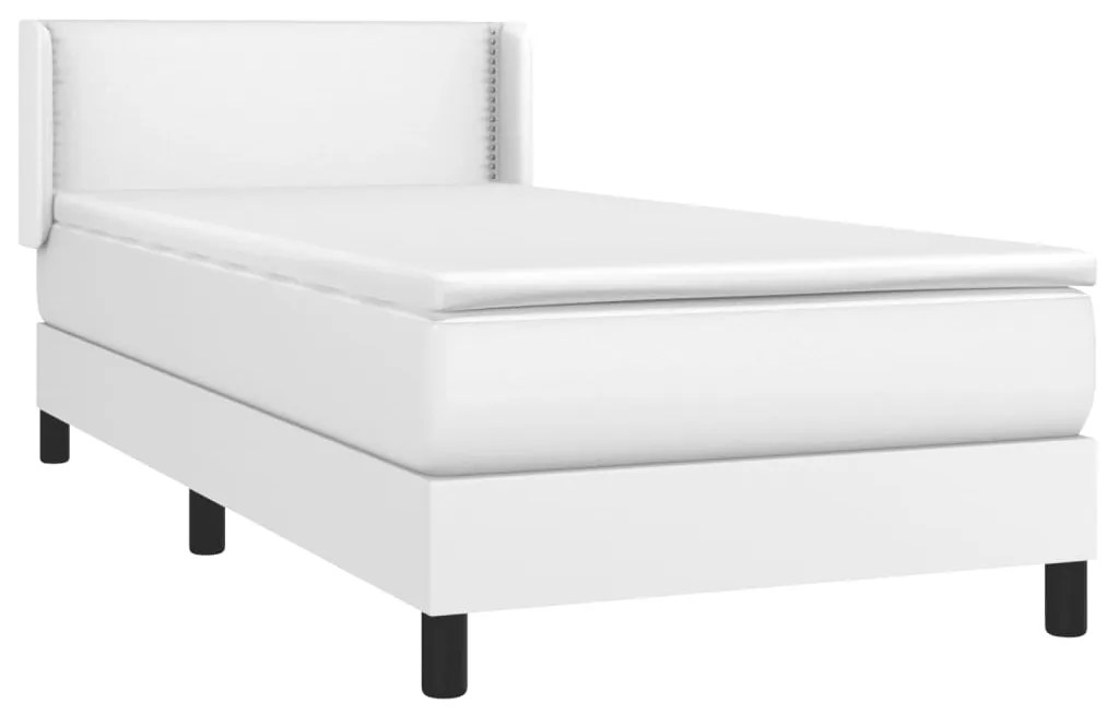 vidaXL Κρεβάτι Boxspring με Στρώμα Λευκό 80 x 200 εκ. Συνθετικό Δέρμα