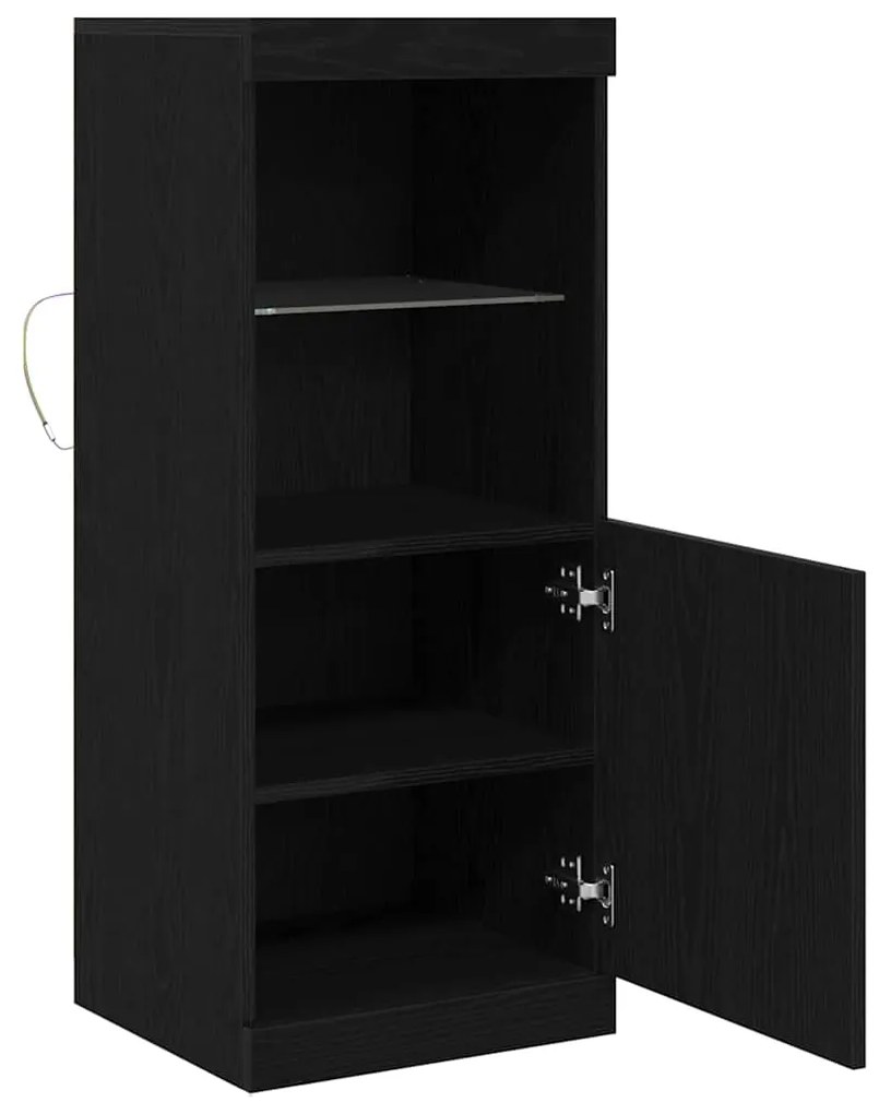 vidaXL Μπουφές με LED Φώτα Μαύρος Δρυς 41x37x100 εκ.