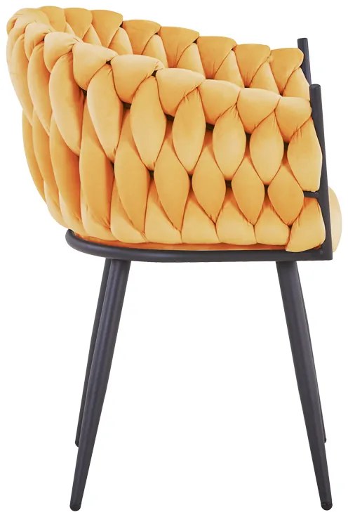 Πολυθρόνα Vivian pakoworld κίτρινο βελούδο-πόδι μαύρο μέταλλο 61x55x80εκ