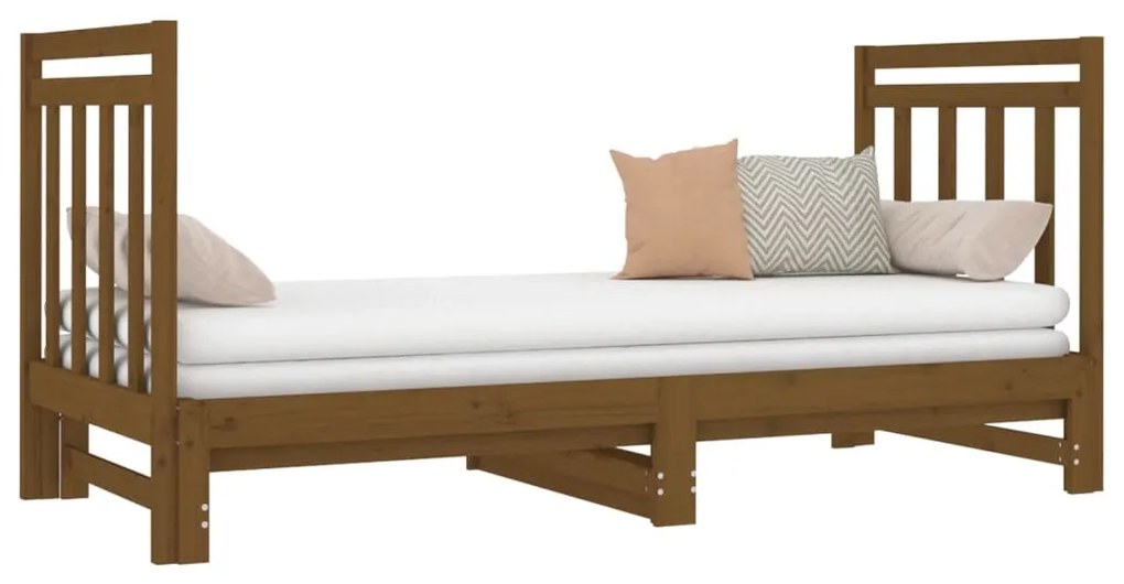 vidaXL Καναπές Κρεβάτι Συρόμενος Μελί 2x(90x190) εκ. Μασίφ Ξύλο Πεύκου