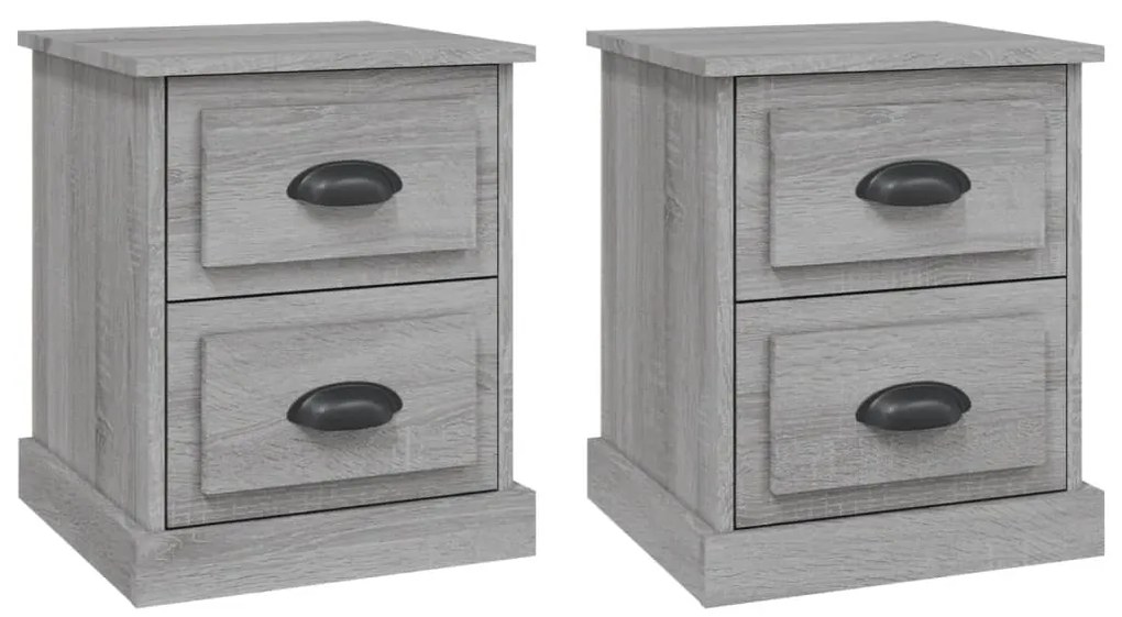 vidaXL Κομοδίνα 2 τεμ. Γκρι Sonoma 39x39x47,5 εκ. Επεξεργασμένο Ξύλο