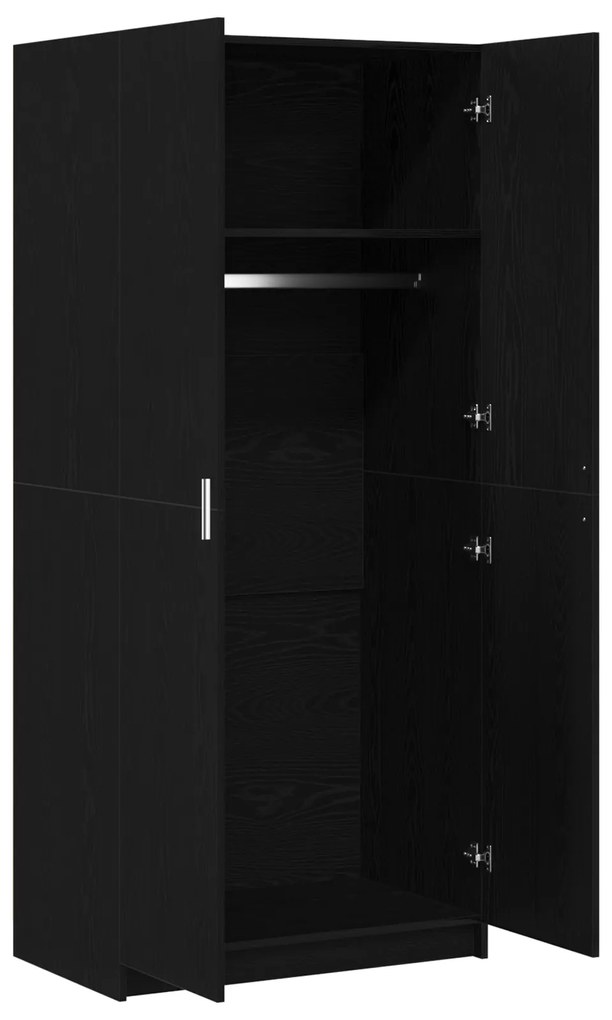 vidaXL Ντουλάπα  Μαύρο Δρυς 80x51x180 εκ Επεξεργασμένο Ξύλο