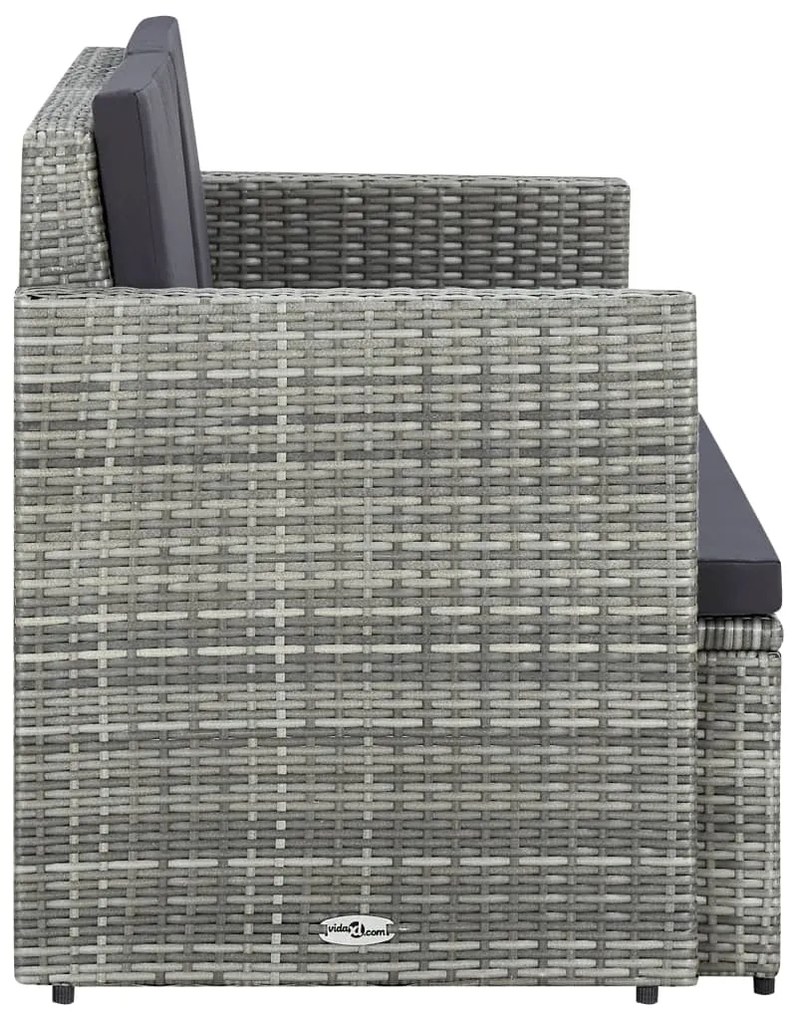 vidaXL Καναπές Κήπου Διθέσιος Γκρι από Συνθετικό Ρατάν με Μαξιλάρια