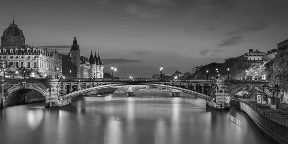 Εικόνα του εκθαμβωτικού ορίζοντα του Παρισιού σε ασπρόμαυρο - 120x60