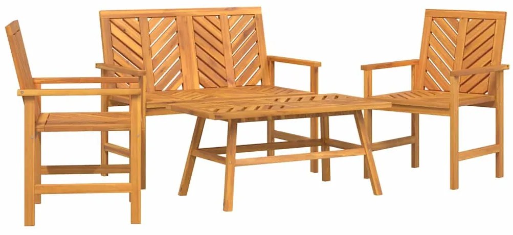 vidaXL Σετ Ξαπλώστρας Κήπου 4 pcs Καφέ Στερεό Ξύλο Ακακίας