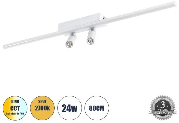 Φωτιστικό Οροφής Linear Design LED Λευκό BARETTI 61227 Globostar-61227-Λευκό 61227