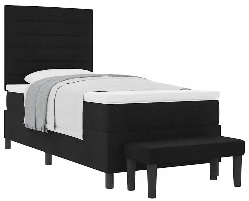 vidaXL Κρεβάτι με ελατήρια με στρώμα Μαύρο 100 x 200 cm ύφασμα