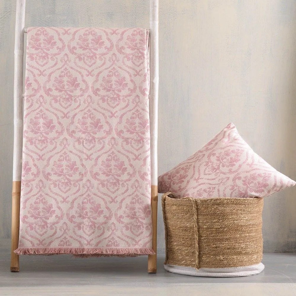 Ριχτάρι Medallion Pink Ρυθμός Two-seater 180x240cm Βαμβάκι-Πολυέστερ