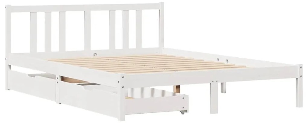 vidaXL Σκελετός Κρεβ. Χωρίς Στρώμα Λευκό 140x200 εκ Μασίφ Πεύκο