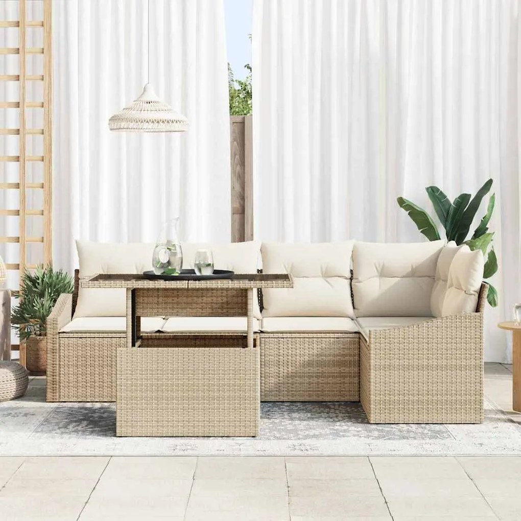 vidaXL Σετ Καναπέ Κήπου 6 pcs μπεζ και κρεμ 100 x 55 x 73 εκ