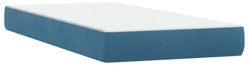 vidaXL Κρεβάτι Boxspring με Στρώμα &amp; LED Σκούρο Μπλε 80x220 εκ. Βελούδινο