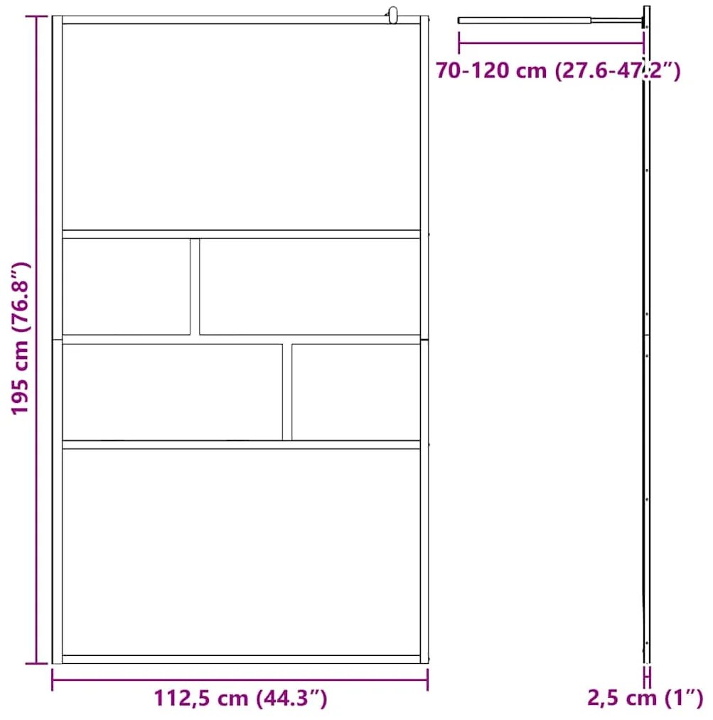 vidaXL Τοίχος Ντους Walk-in Μαύρο 80 x 195 x 0.5 εκ.