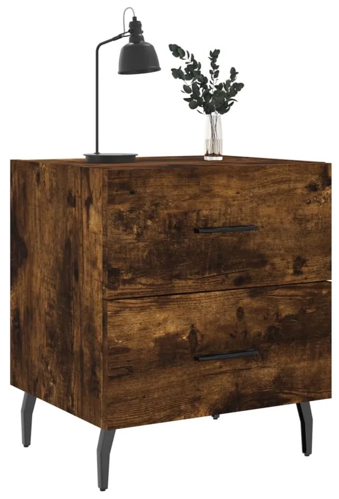 vidaXL Κομοδίνο Καπνιστή Δρυς 40 x 35 x 47,5 εκ. από Επεξεργ. Ξύλο