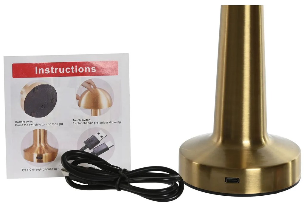 Επιτραπέζιο Φωτιστικό Home ESPRIT Χαλκός Χρυσό Ασημί 9 x 9 x 21 cm (3 Μονάδες)