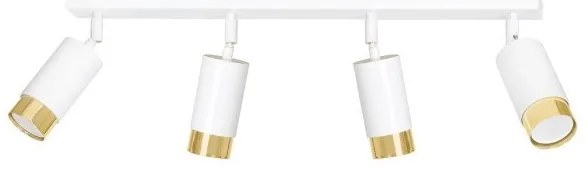 Σποτ Φωτιστικό Οροφής 4xGu10 Ατσάλι HIRO Made in Poland Emibig-963/4-Λευκό-Χρυσό 963/4
