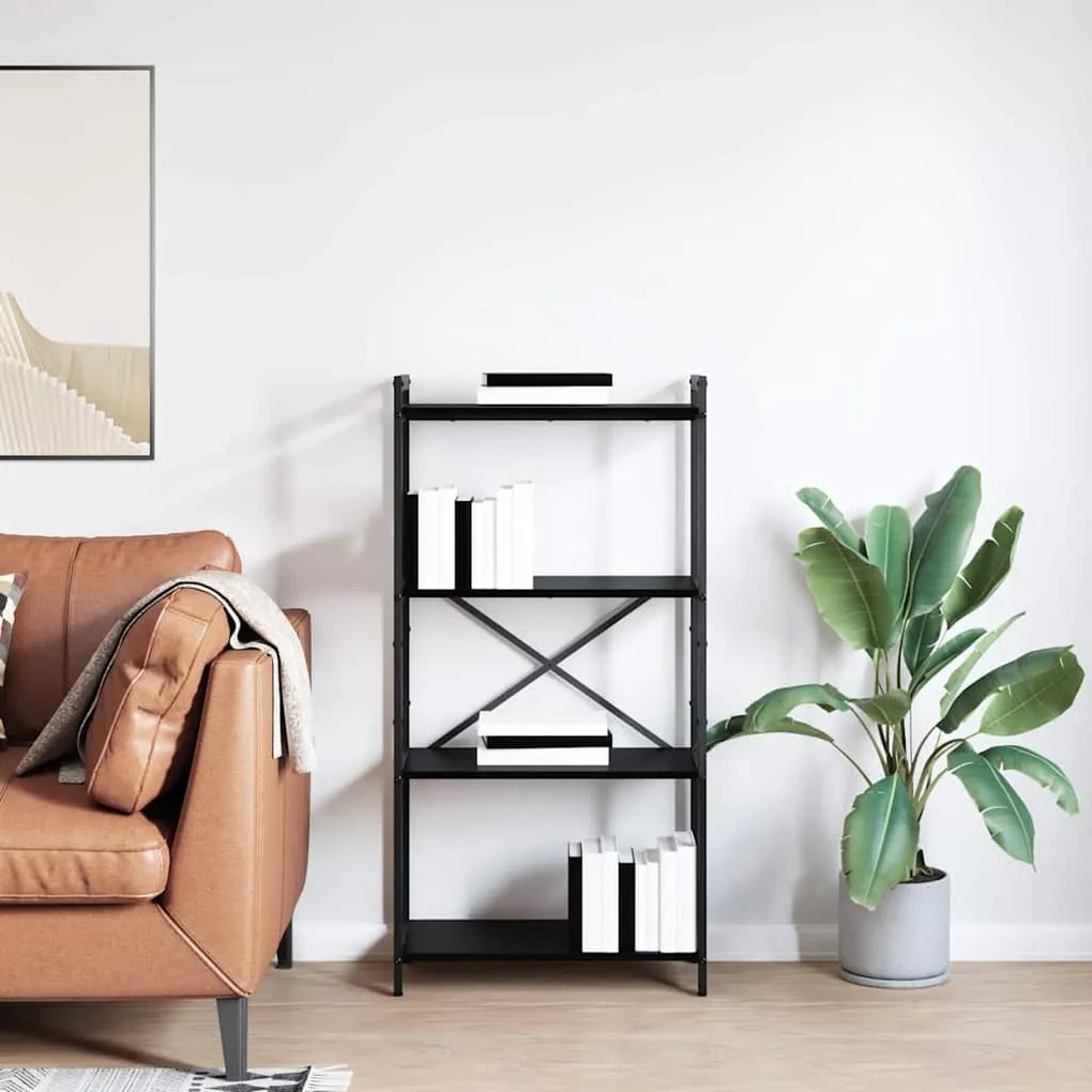 vidaXL Ράφι Βιβλίων Μαύρη Οξυά 40 x 30 x 85 εκ Επεξεργασμένο ξύλο