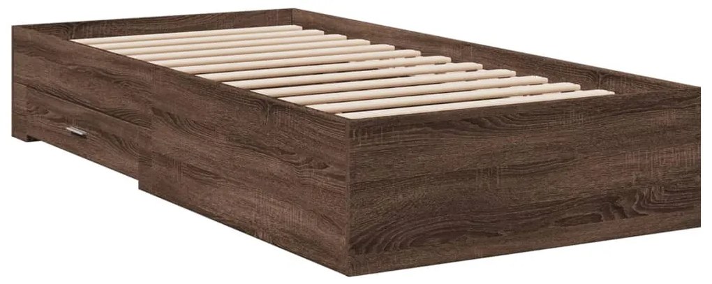 vidaXL Πλαίσιο Κρεβατιού με συρτάρια Καφέ δρυς 90x190 εκ. Επεξ. Ξύλο