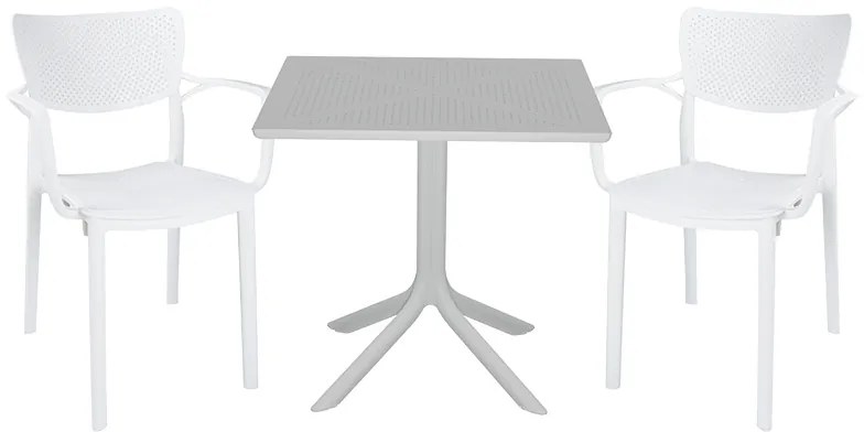 Τραπεζαρία κήπου Groovy-Fontline pakoworld σετ 3τεμ PP λευκό 80x80x74,5εκ.