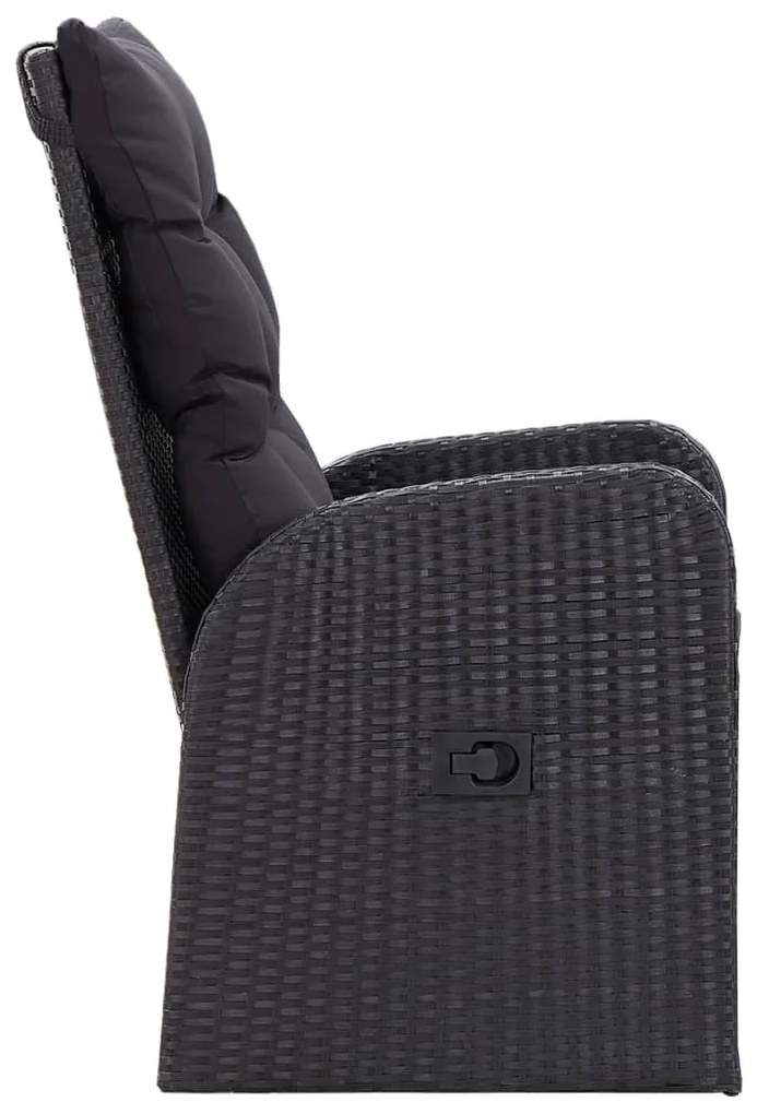 vidaXL Σετ Τραπεζαρίας Κήπου 7 Τεμαχίων Μαύρο με Μαξιλάρια