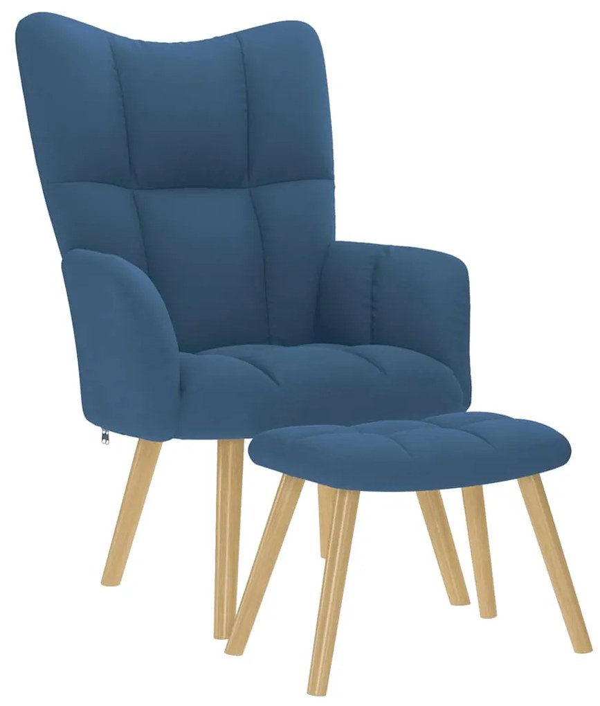 Πολυθρόνα Relax Μπλε Υφασμάτινη με Υποπόδιο