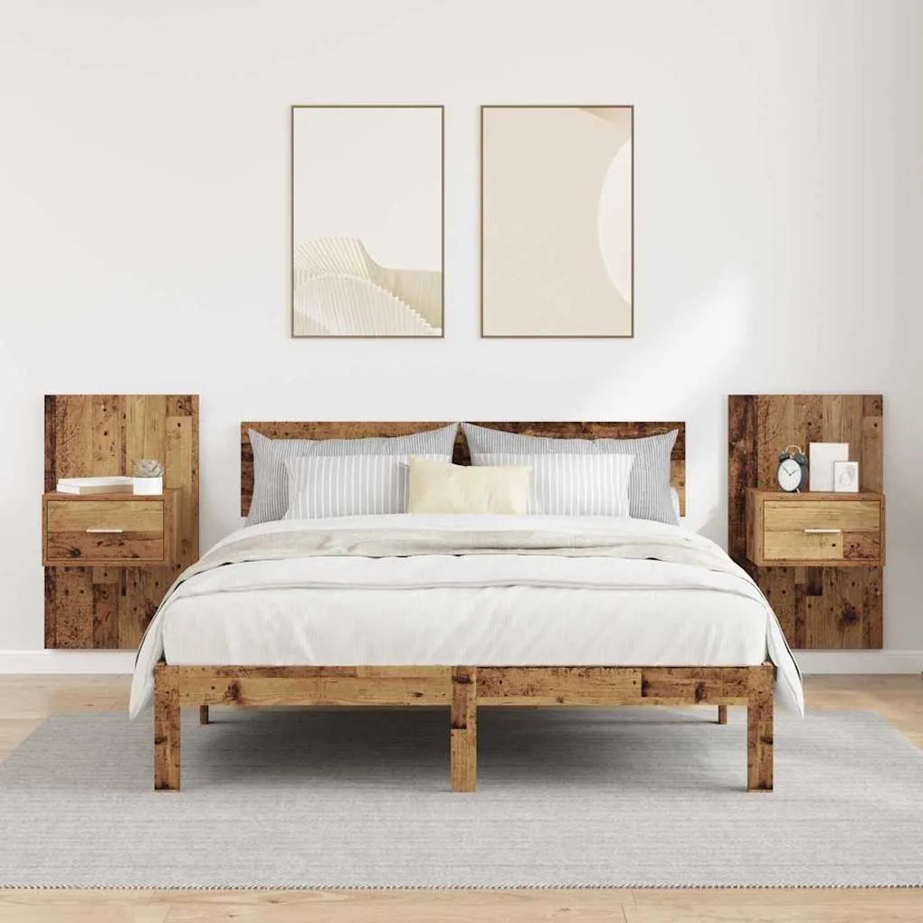 vidaXL Ντουλάπι κρεβατιού 2 pcs Παλαιό ξύλο 48.5 x 32.5 x 80 εκ