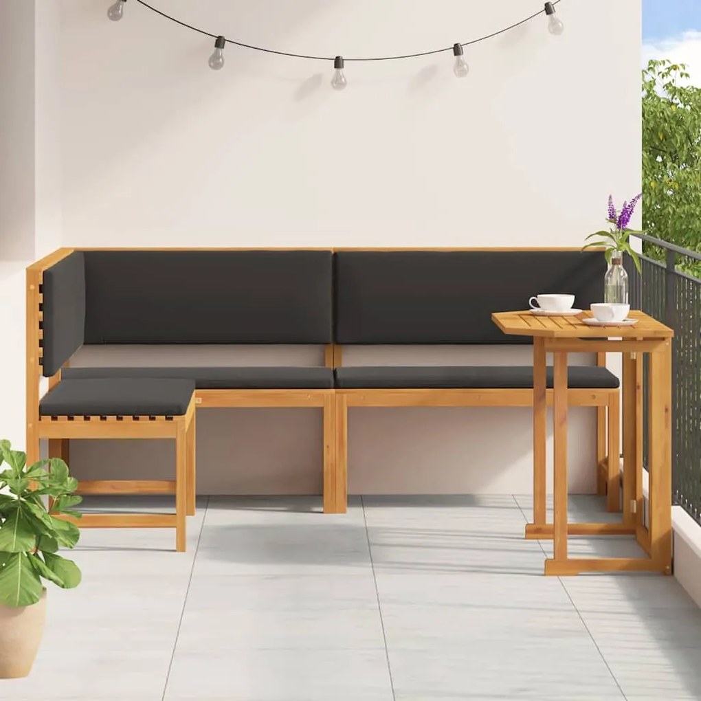 vidaXL Σετ Παγκάκι Κήπου 3 pcs Καφέ Μασίφ ξύλο ακακίας