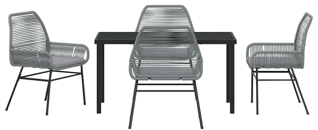 vidaXL Σέτ φαγητού για κήπο με μαξιλάρι 5 pcs Γκρι συνθετικό ρατάν