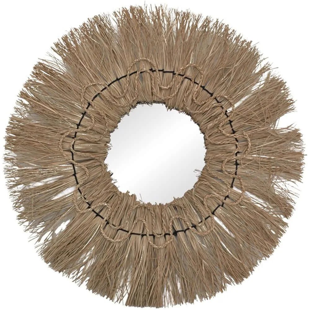 Καθρέπτης Τοίχου Apler 337-000040 Φ60x6cm Natural Inart Φυσικό Στάχυ