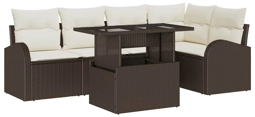 vidaXL Σετ Καναπέ Κήπου 6 pcs Καφέ και Κρέμα συνθετικό ρατάν