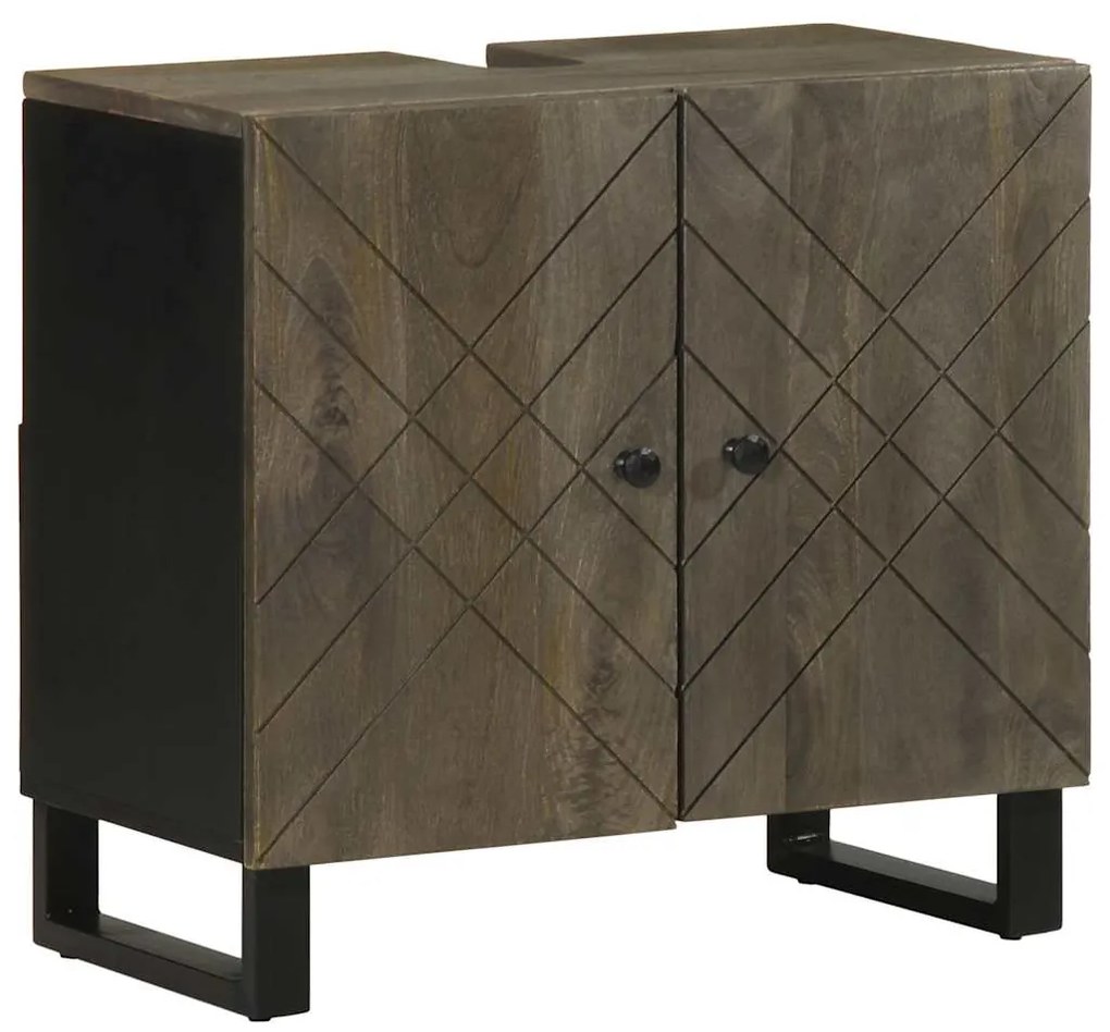 vidaXL νιπτήρας ντουλάπι μαύρο 62x33x58 cm μασίφ ξύλο Μάνγκο