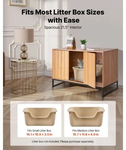 VEVOR Cat Litter Box Enclosure Furniture, 80 cm Hidden Litter Box Cabinet with Scratch Pad & Storage, Waterproof Cat Washroom End Table Cat House, Fit Most of Litterbox, for Bedroom Living Room