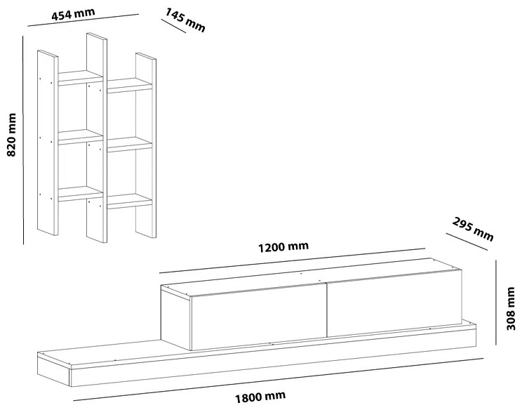 Έπιπλο τηλεόρασης Rumba pakoworld σε λευκή-oak απόχρωση 180x30x31εκ (1 τεμάχια)