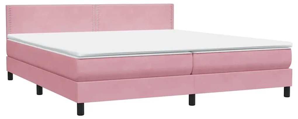 Box Spring κρεβάτι με στρώμα ροζ 180x220 cm Βελούδινο - Ροζ