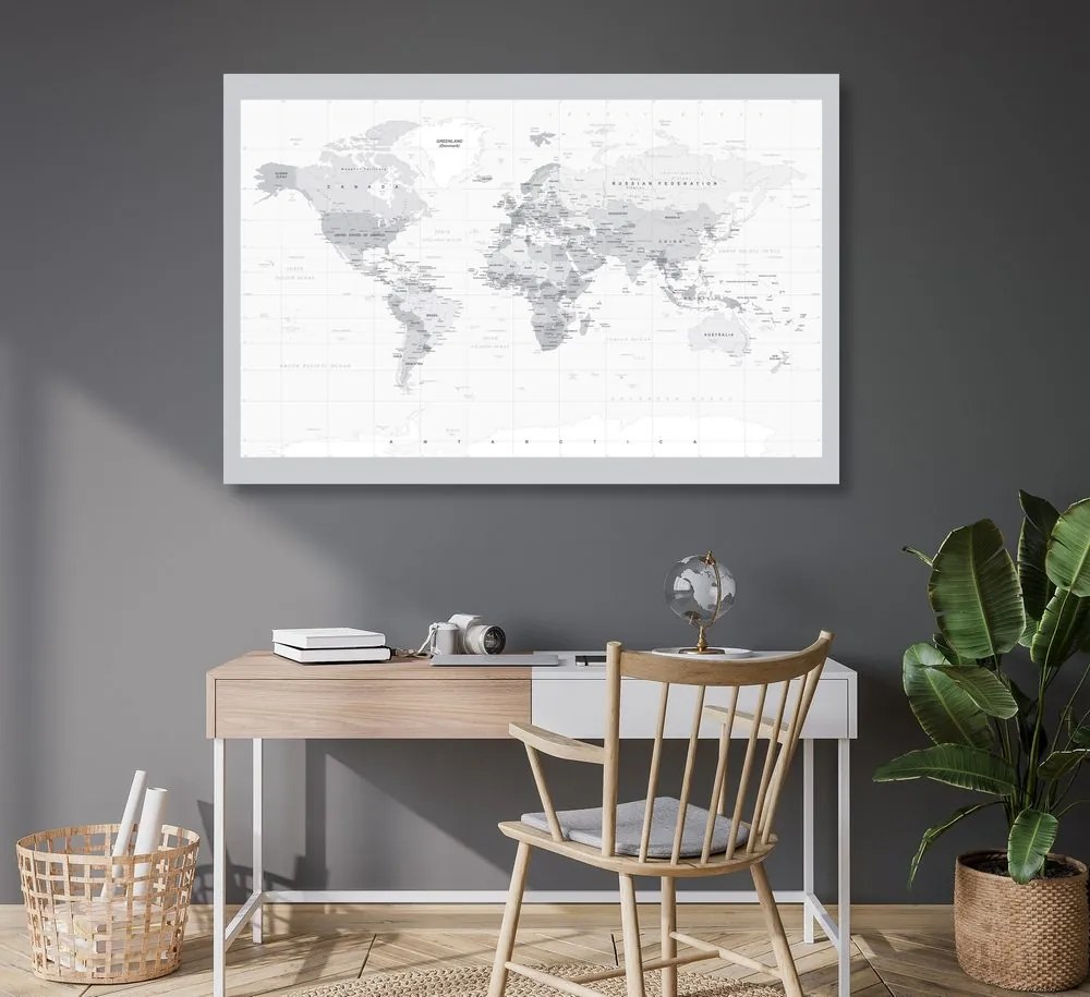 Εικόνα σε κλασικό ασπρόμαυρο χάρτη από φελλό με γκρι περίγραμμα - 120x80  transparent