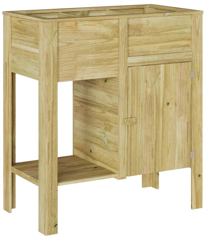 vidaXL Κρεβάτι Κήπου με Αποθήκη 85x46x96 εκ. Μεταχειρισμένο Ξύλο Πεύκης