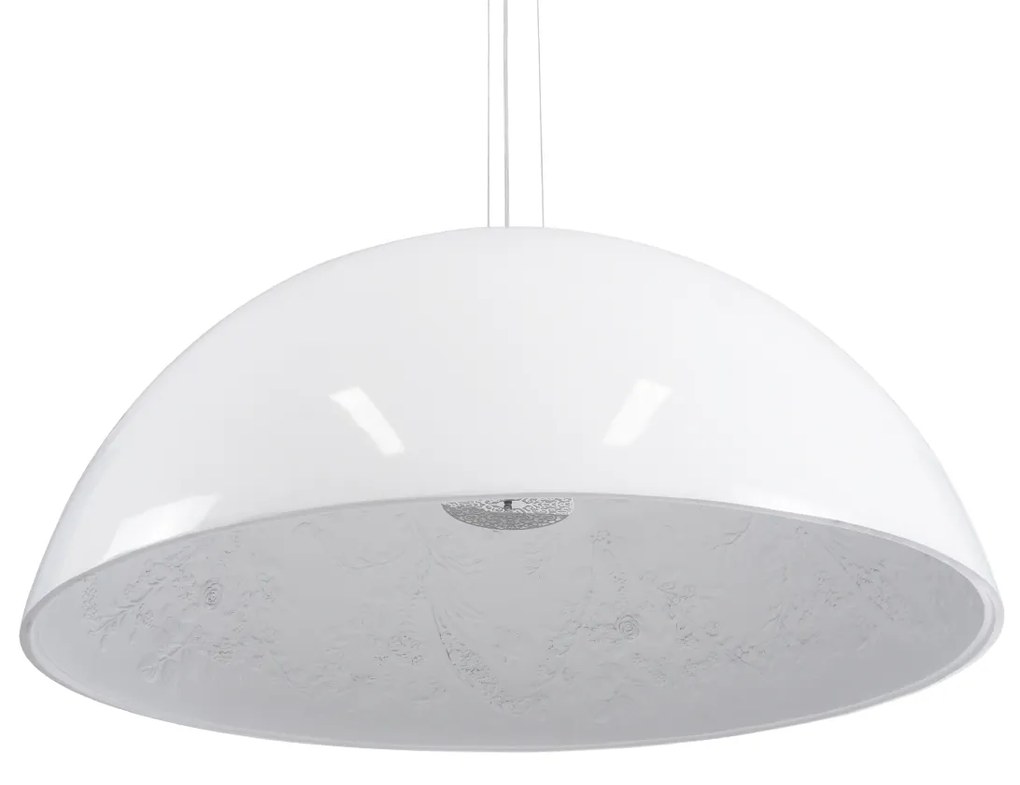 GloboStar® SERENIA WHITE 01273 Μοντέρνο Κρεμαστό Φωτιστικό Οροφής Μονόφωτο Λευκό Γύψινο Καμπάνα Φ90 x Y45cm