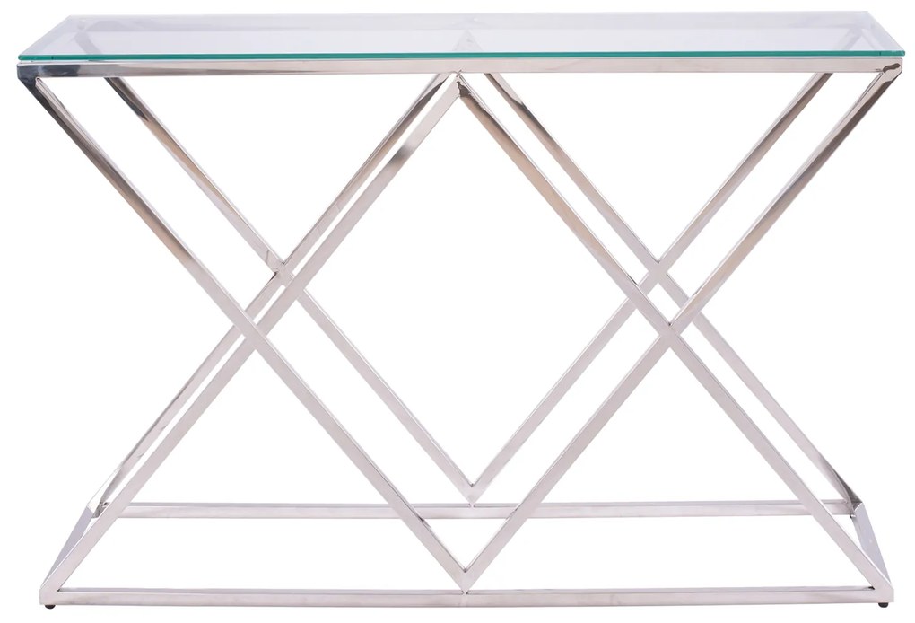 Κονσόλα Holland Με Γυαλί Και Βάση Χρωμίου 120x40x78 Ek.