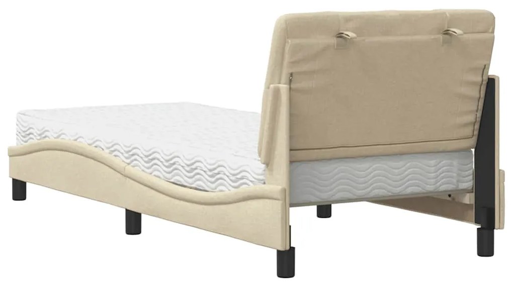 vidaXL Κρεβάτι με Στρώμα Κρεμ 90x200 εκ.Υφασμάτινο