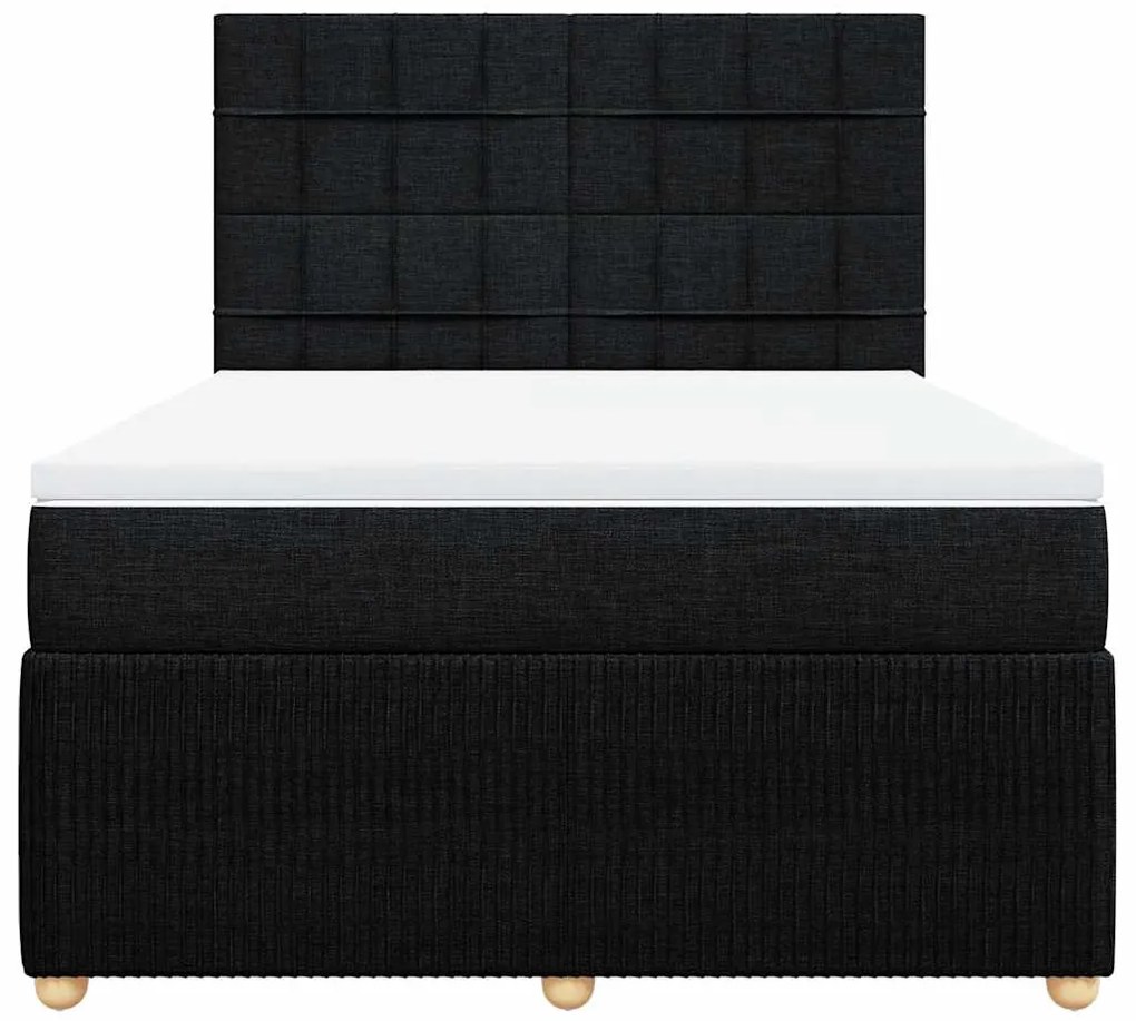 vidaXL Κρεβάτι Boxspring με Στρώμα Μαύρο 140x200 εκ. Υφασμάτινο